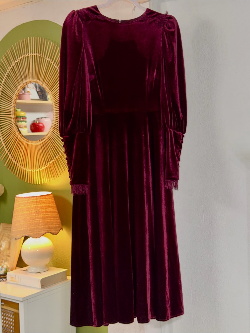 ANTONIO MELANI deep burgundy velvet maxi dress